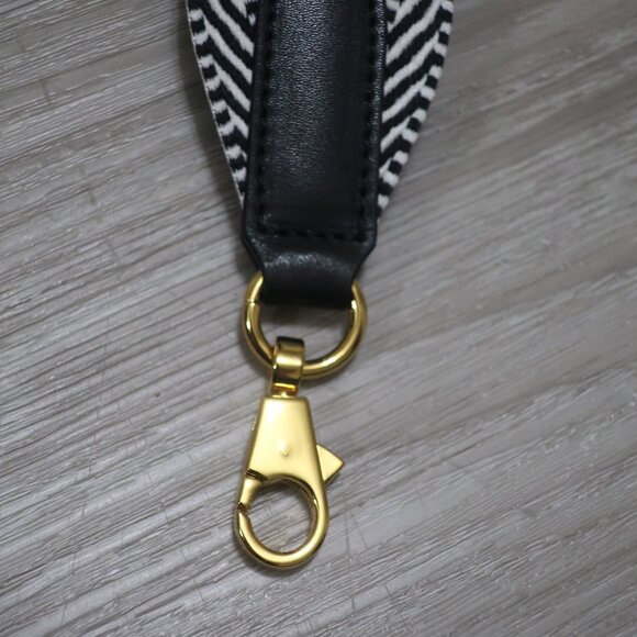 Black Pattern Canvas Strap with Gold Buckles 100 cm Brand New - Picture 2 of 3